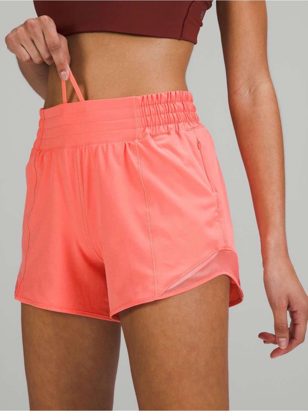 lululemon Coral Pink High-Waist Hotty Hot shorts 4”